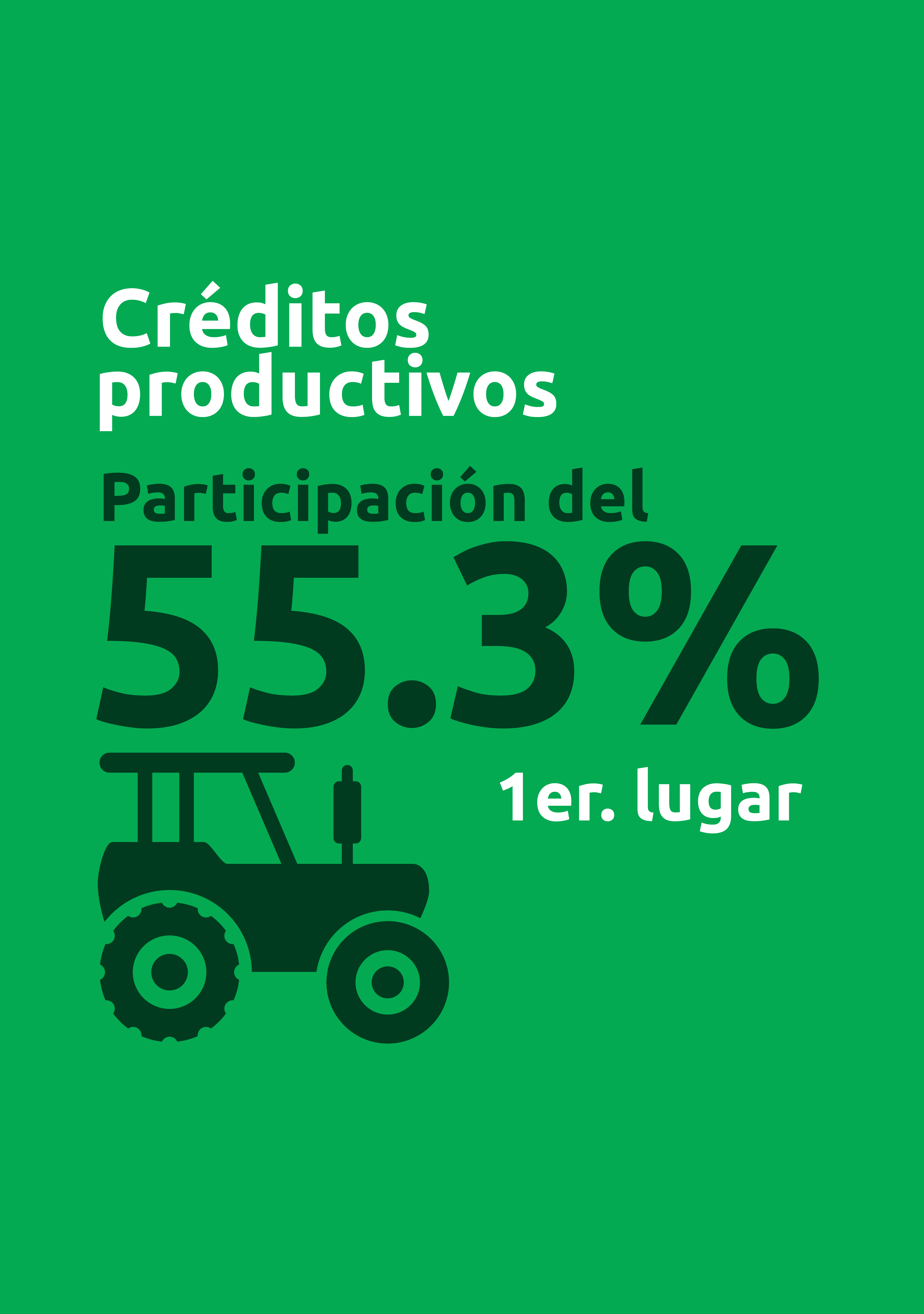 Créditos productivos: Participación del 55.3% 1er. lugar