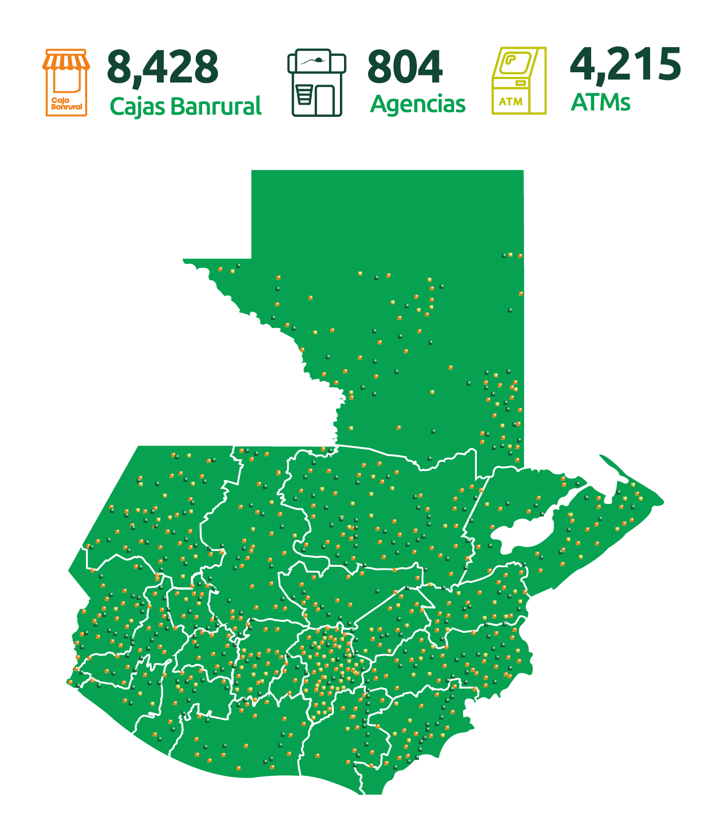 Mapa de cobertura Banrural en Guatemala